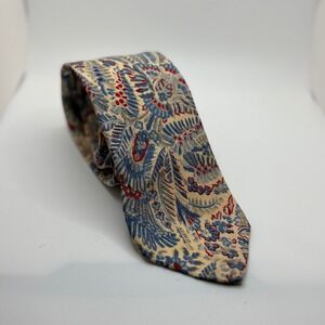 Liberty of London by Berkley Mens Silk Tie England Blue Red Beige Patterned